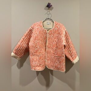 ASOS Floral Quilted Puffer Jacket - Orange and Cream